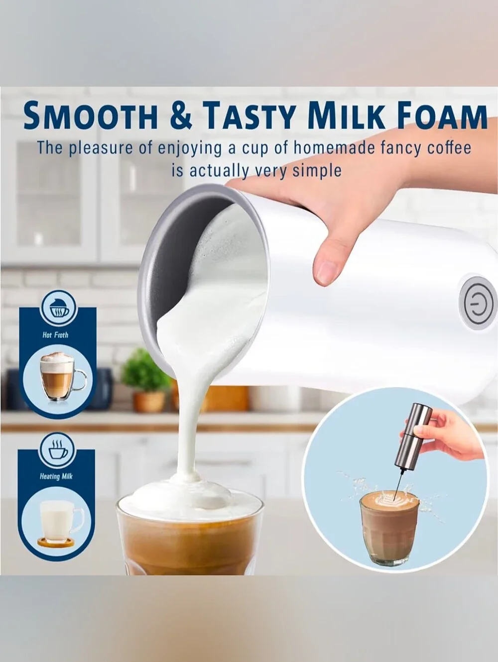 2 N 1 Electric Milk Frother And Steamer – White New